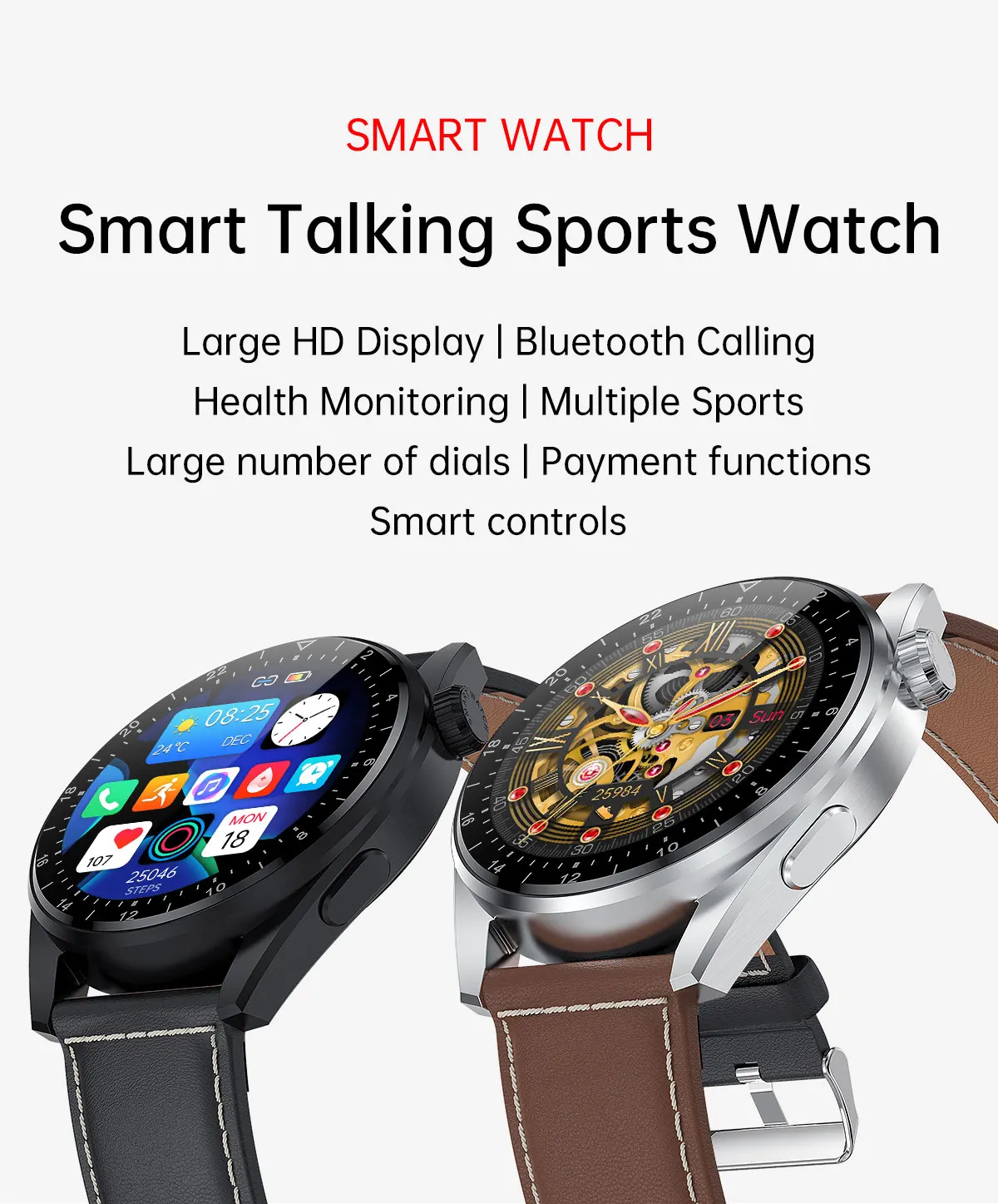 NHK05 with 24--hour heart rate detection and ECG HD Wireless GPS Calling Smart Watch