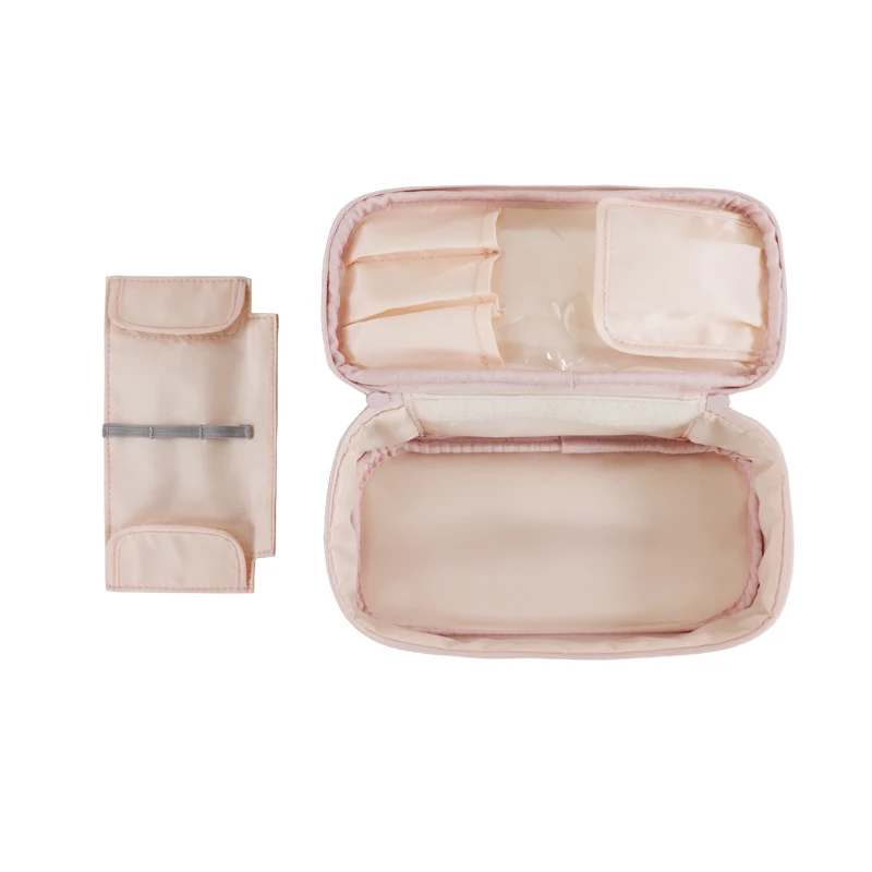 Double Layer Travel Makeup Bag Portable Cosmetic Bag with Divider Organizer Case for Storage Make up Large Capacity