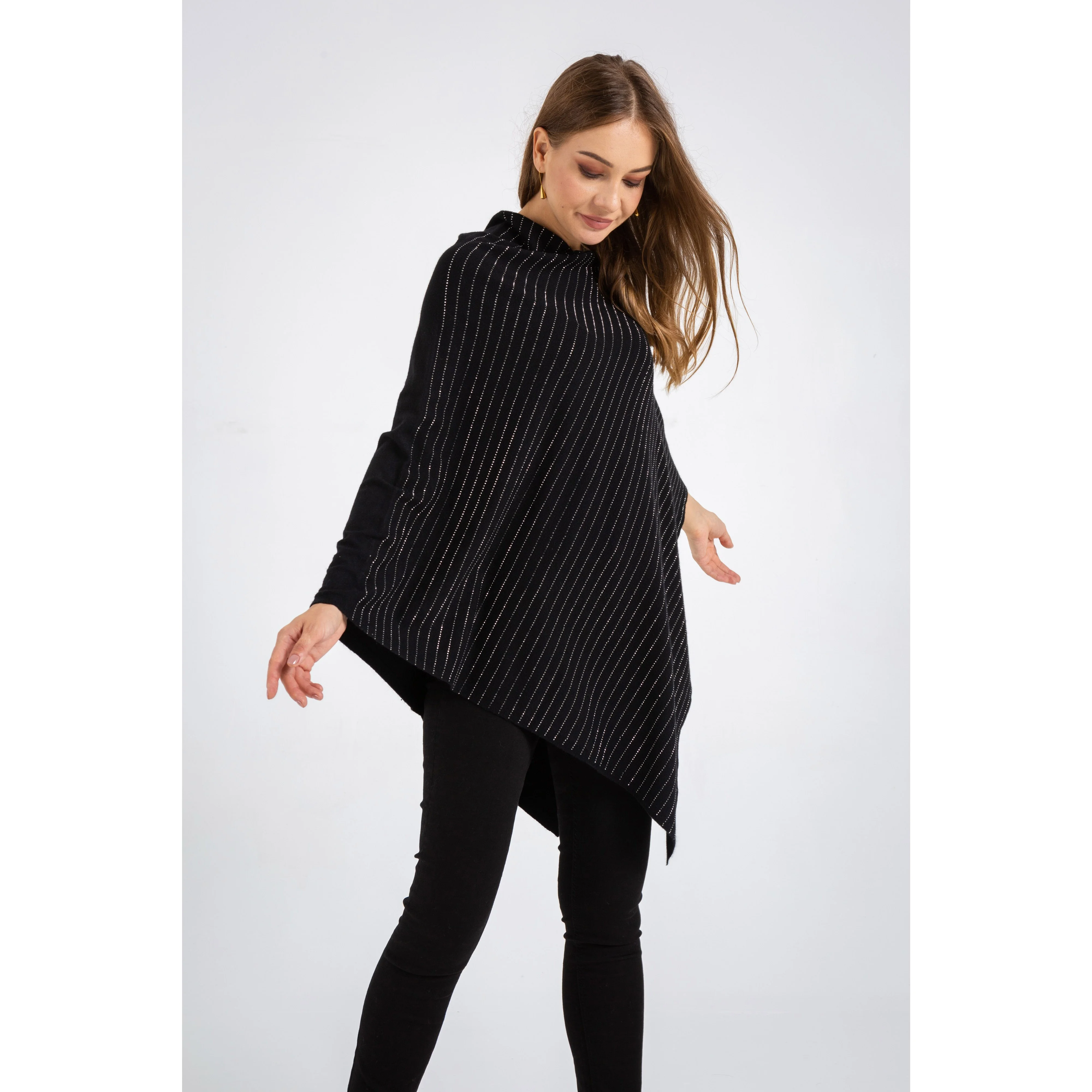 
Autumn Women Poncho Knit Cloak Sweaters Cardigan Sweater Polyester Women Oversize Sweaters Cape Knit Tops 