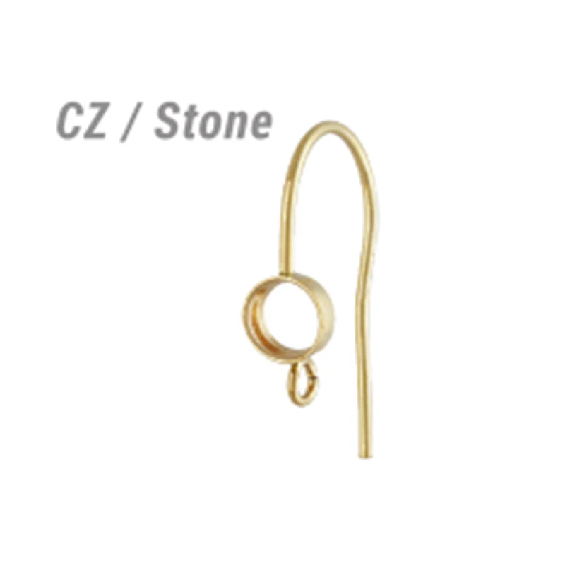 Beadsnice Gold Filled Bezel Ear Wire w/Ring 3A CZ Ear Wire sold by PC enchanted belle jewelry