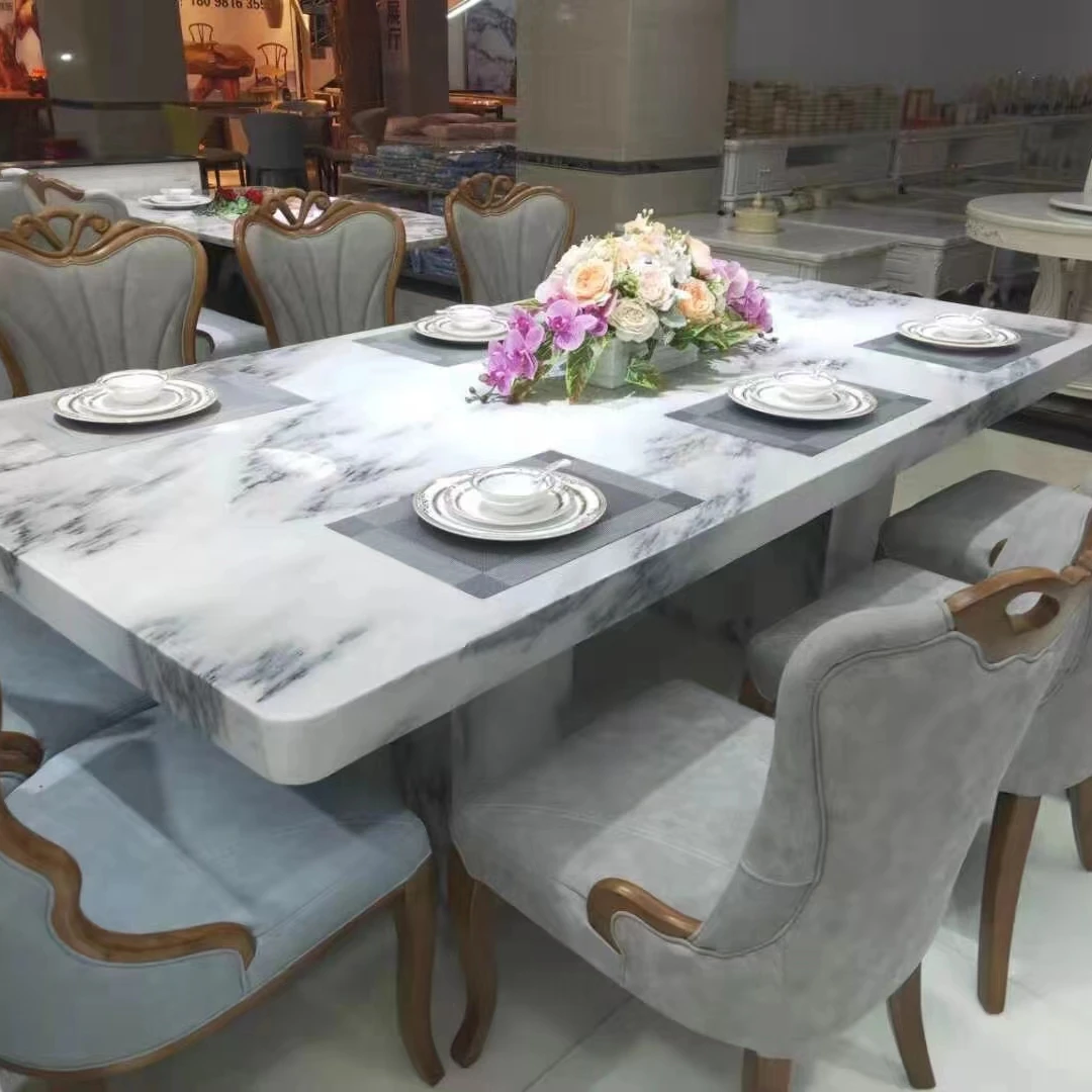 Home used dinner furniture Modern White marble Table Luxury Dining Room Set