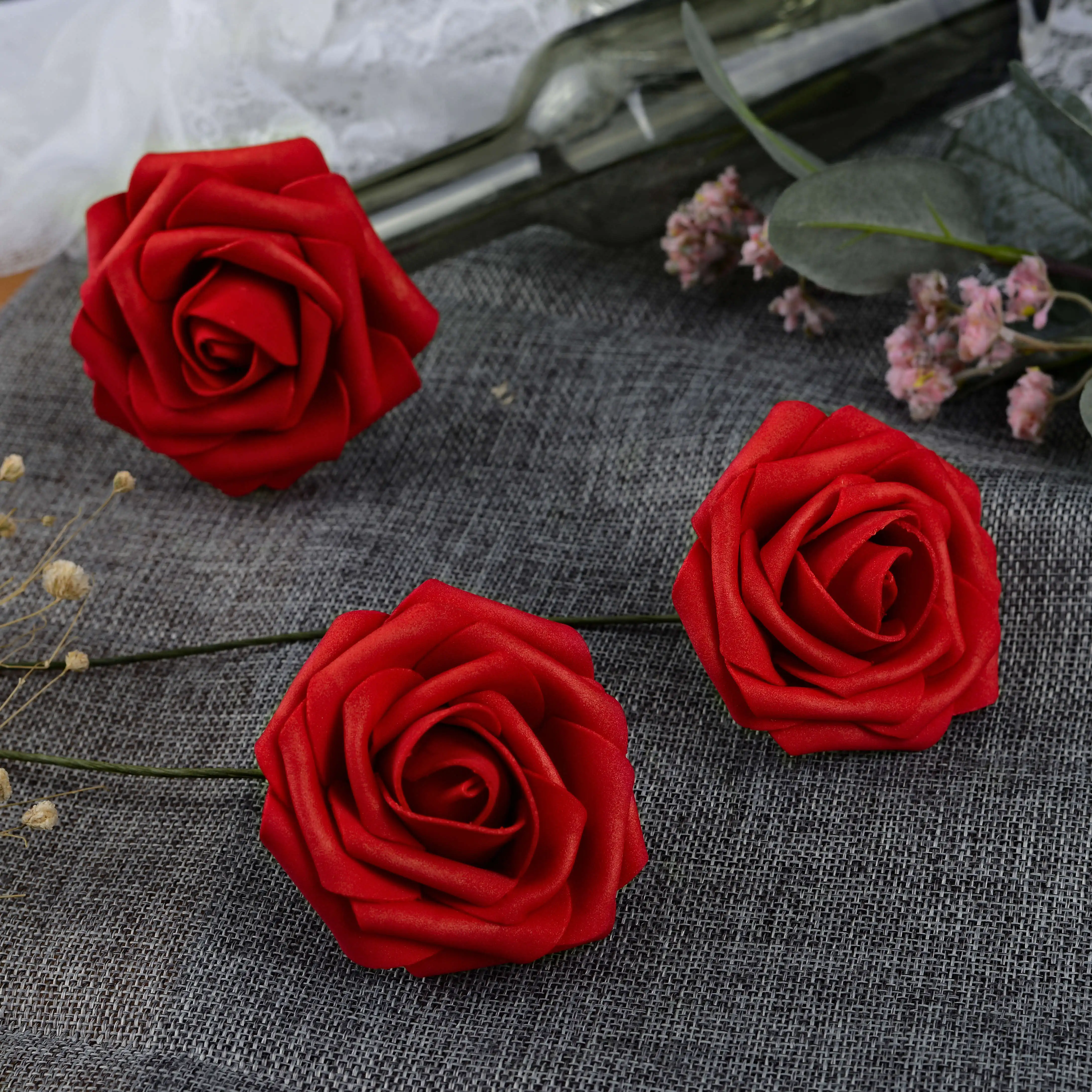 Wholesale Roses Artificial Flowers Soap Flowers Real Looking Rose Red Wine Foam Roses for Wedding Decoration & Supplies