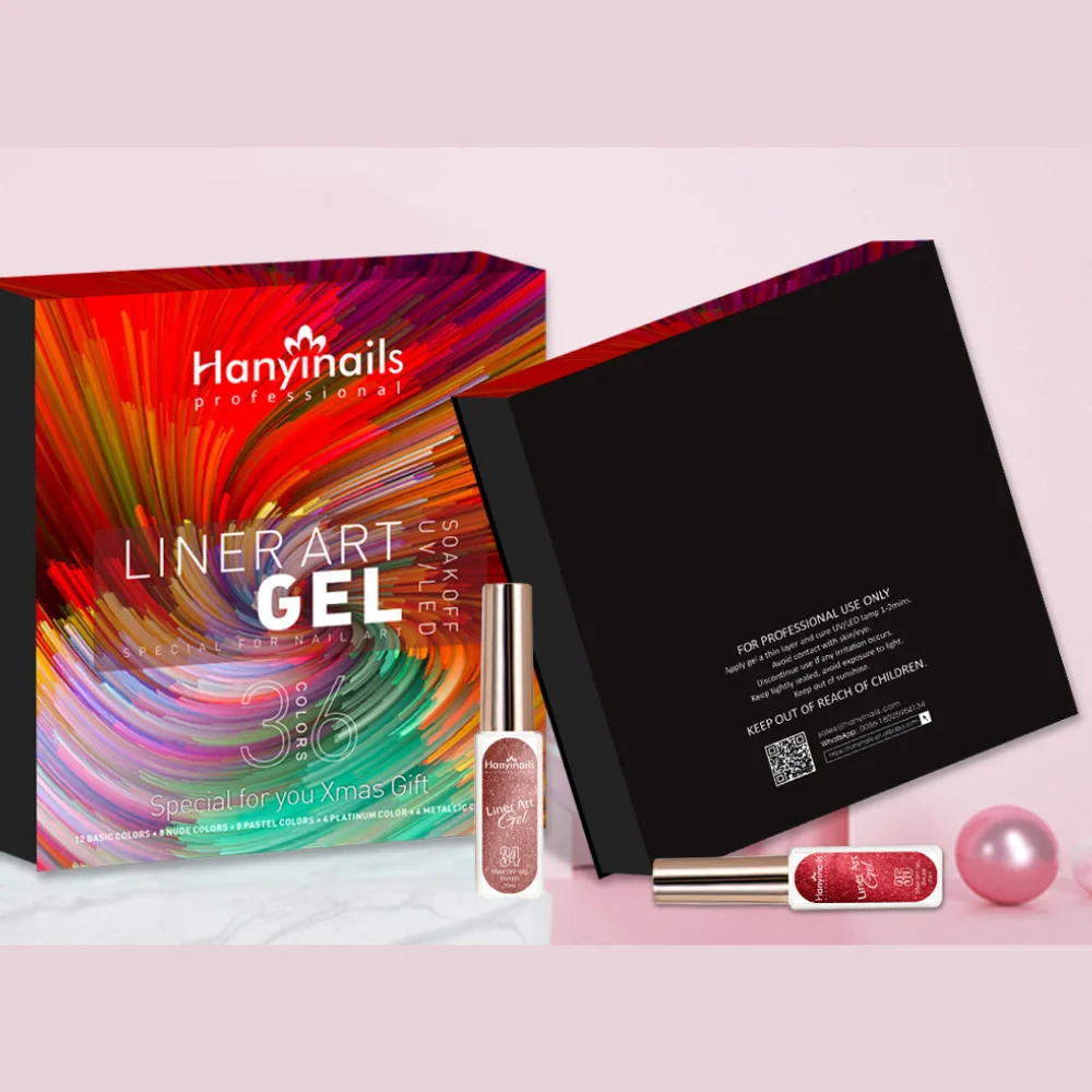 Hanyinails MOQ 1 Set Hanyinails Liner 12pcs base+8pcs Fall Autumn+8pcs Pastel+8pcs Platinum 36Colors Line UV Line Art Gel