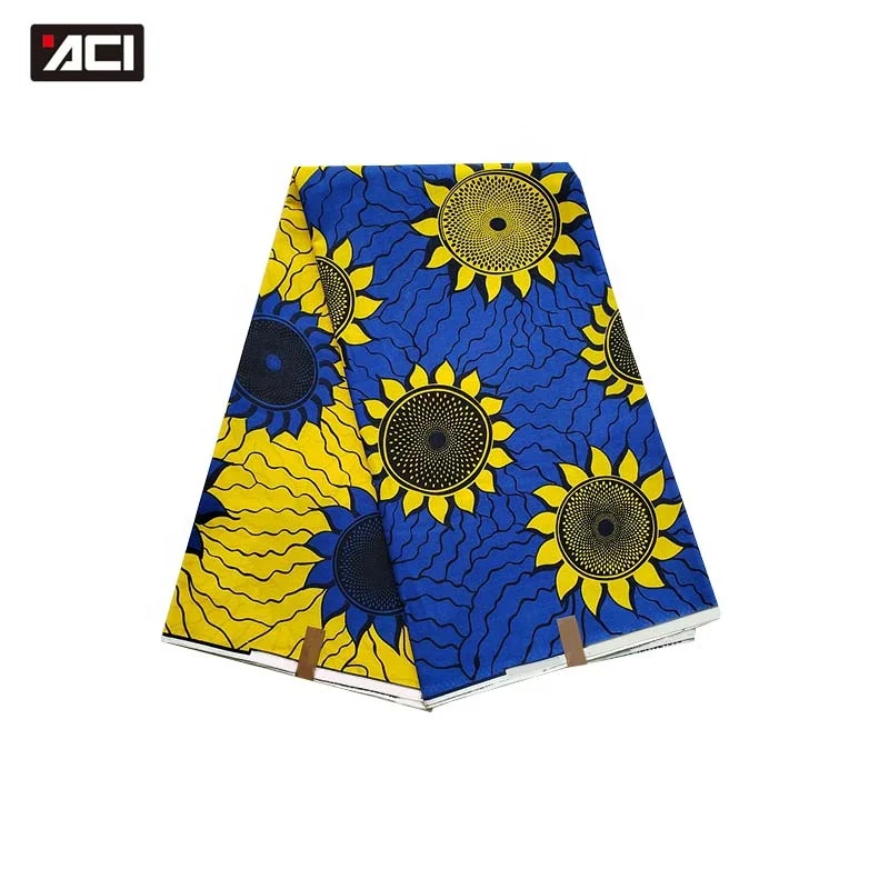 ACI Ankara Fabric African Real Wax Prints Cotton Tissus Africains Nigeria Batik Wholesale African Wax Fabric 6 Yards/Piece