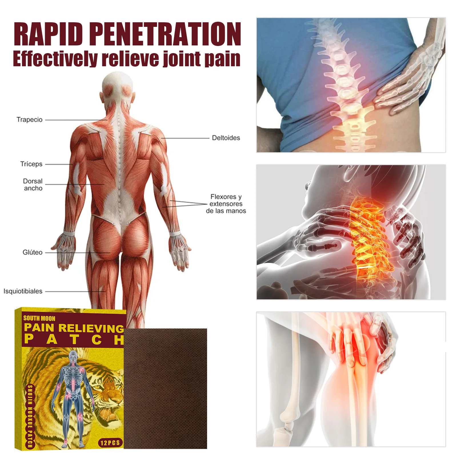 Natural Herbal Chinese Tiger Plaster 12pcs Pain Relief Patch Muscle Blood Activating Relieve Pain Patches Sticker