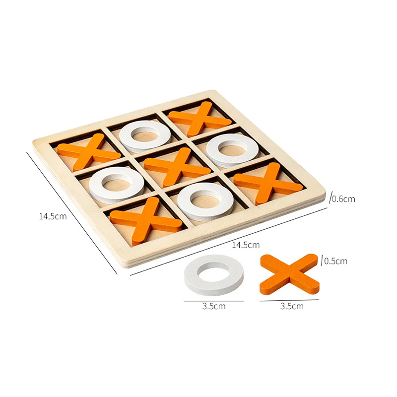 Веселая настольная деревянная шахматная доска Tic Tac Toe Набор детских игрушек для обучения логическому мышлению