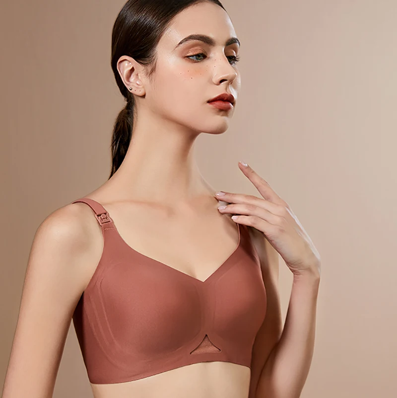 129 Wholesale Maternity Nursing Bra Ultra Thin Cup Women Lingerie Seamless Jelly Feeding Bra for Women