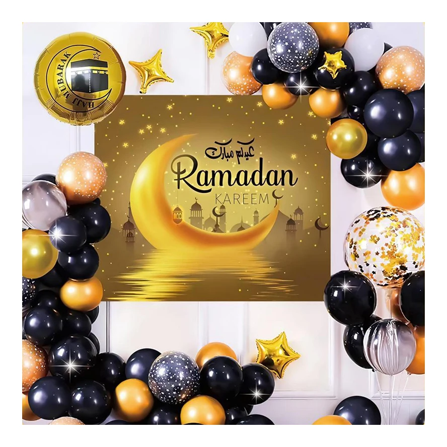 party & holiday supplies Ramadan Kareem Eid Mubarak Foil Balloon Moon Star Eid Balloon Set for Eid Balloon Ramadan Decoration