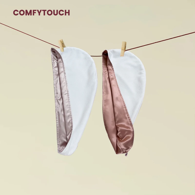 Bestest Quality 100% Pure 6A 19mm/22mm Silk Double Layer Fast Hair Quick Drying Women Bonnet Wrap Microfibre Hair Towel Bonn