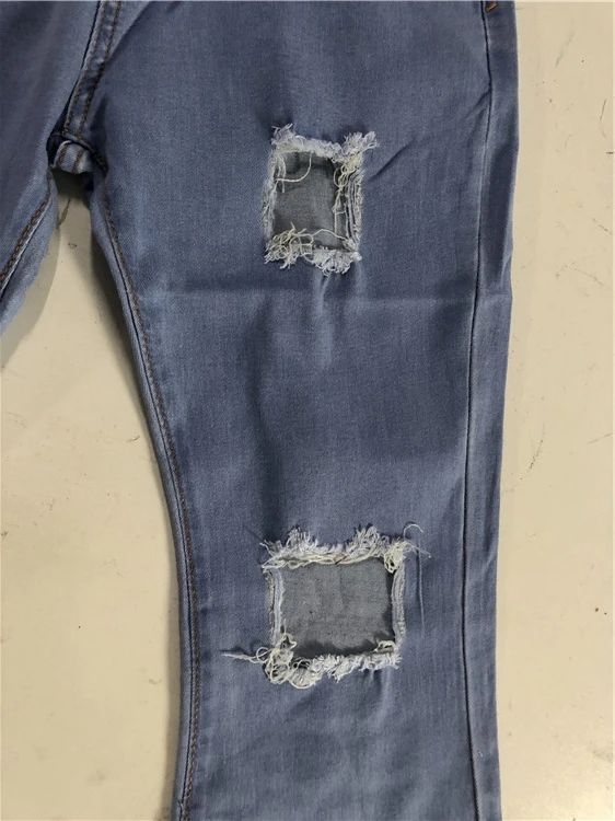 Neyaolk Wholesale Casual Sexy Women Pants High Waist Wash Wide Leg Hole Jeans