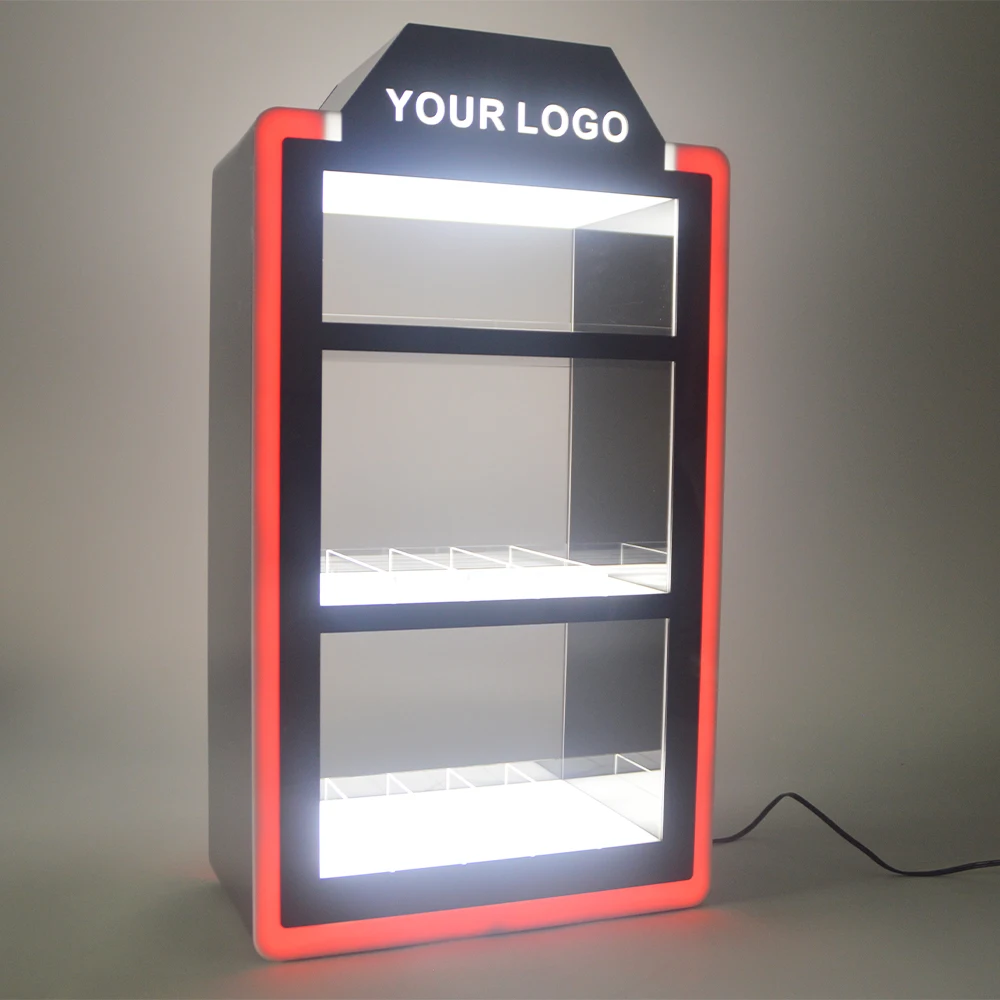 Customize Cigarette Display Stand Counter top Smoking Shop LED lighting Acrylic Display
