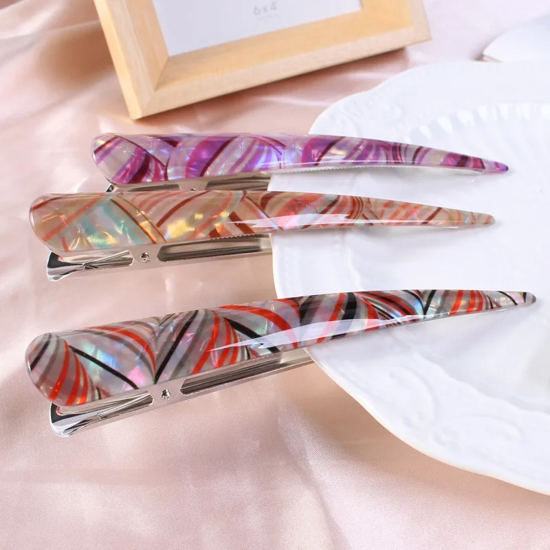 5.5 Inch Long Big Acrylic Alligator Hair Clips for Styling Non Slip Metal Duckbill Clips Hairpins Ponytail Holders Acrylic Clips