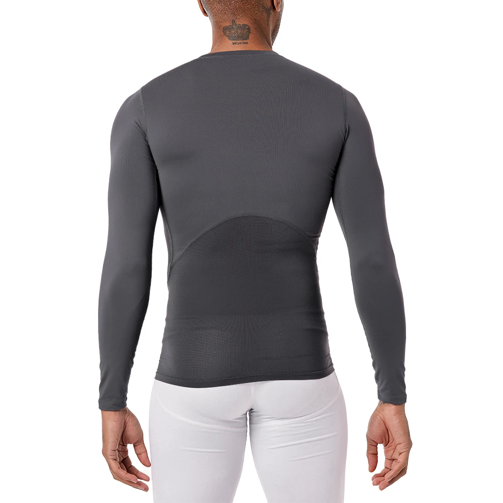 Black Compression Shirts Base Layer Polyester Workout Shirt Men Fitness Long Sleeve Mens Compression Shirt