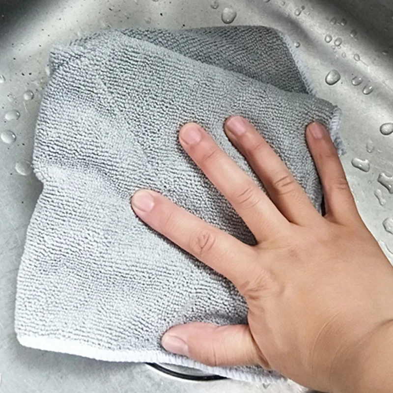 Wholesale Eco-friendly Household Natural Thickened Double-sided Microfiber Bamboo Kitchen Towel Cleaning Cloth