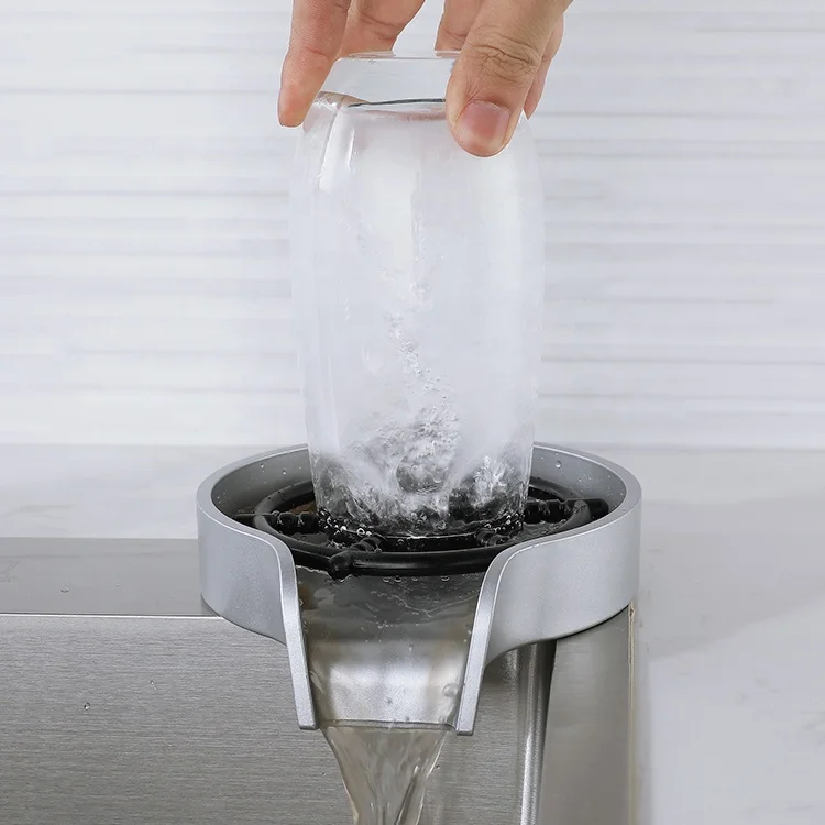 High Pressure Cup Washer sliver automatic glass cup washer rinser cleaner glass rinser for sinks
