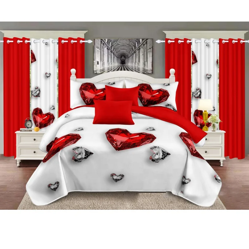 2023 new African Style Custom Multi Queen 10pcs Polyester Sheet And Curtain Matching Set curtain bedding set