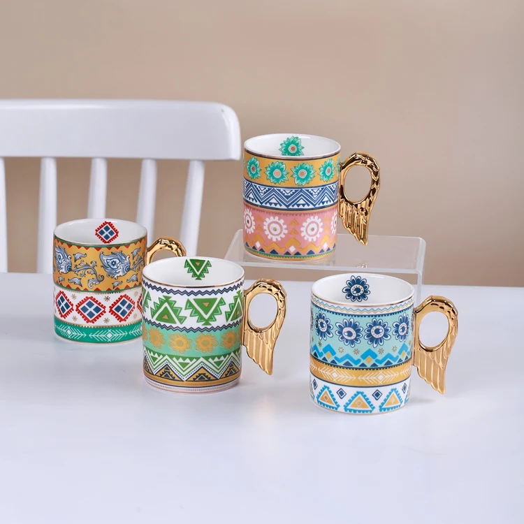 Coffee Mug with Dessert Plate Ceramics Western Food Plates Porcelain Tableware Mugs with Biscuit Holder