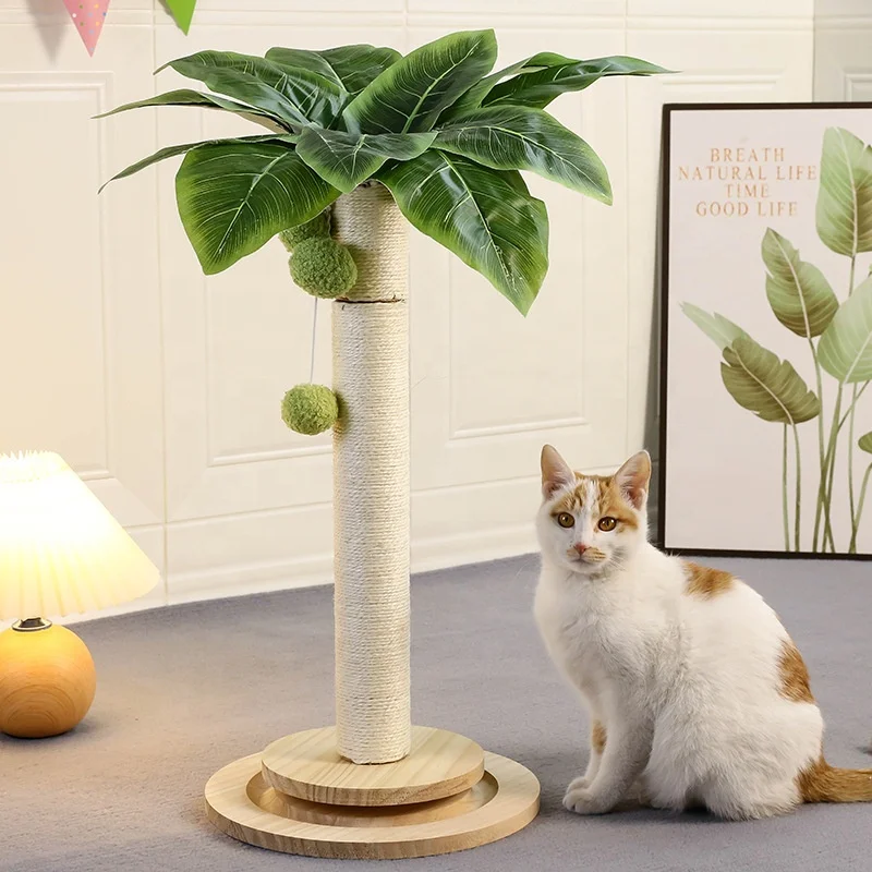 Кошачья Когтеточка для домашних кошек и котенка 55 см высотой монстера кошачья с сизалем висит интерактивный шар