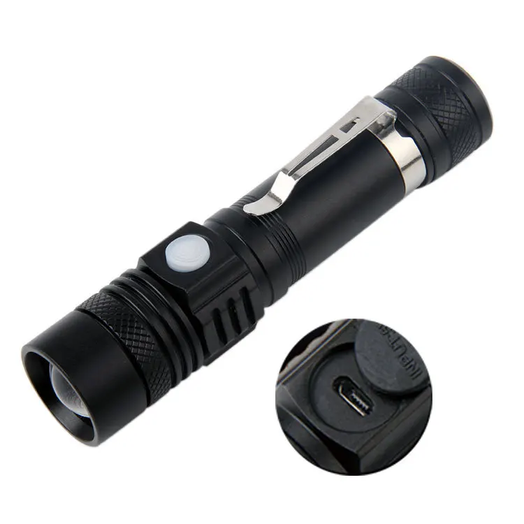 QXMOVING Waterproof Zoom Rechargeable 18650 Battery Pen Light With Clip Fast Track Mini Portable Tactical flashlight Torch Light
