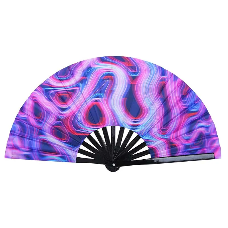 Large Rave Folding Hand Fan Clack Fan for Festivals and Performances - Lightweight and Durable Bamboo Frame