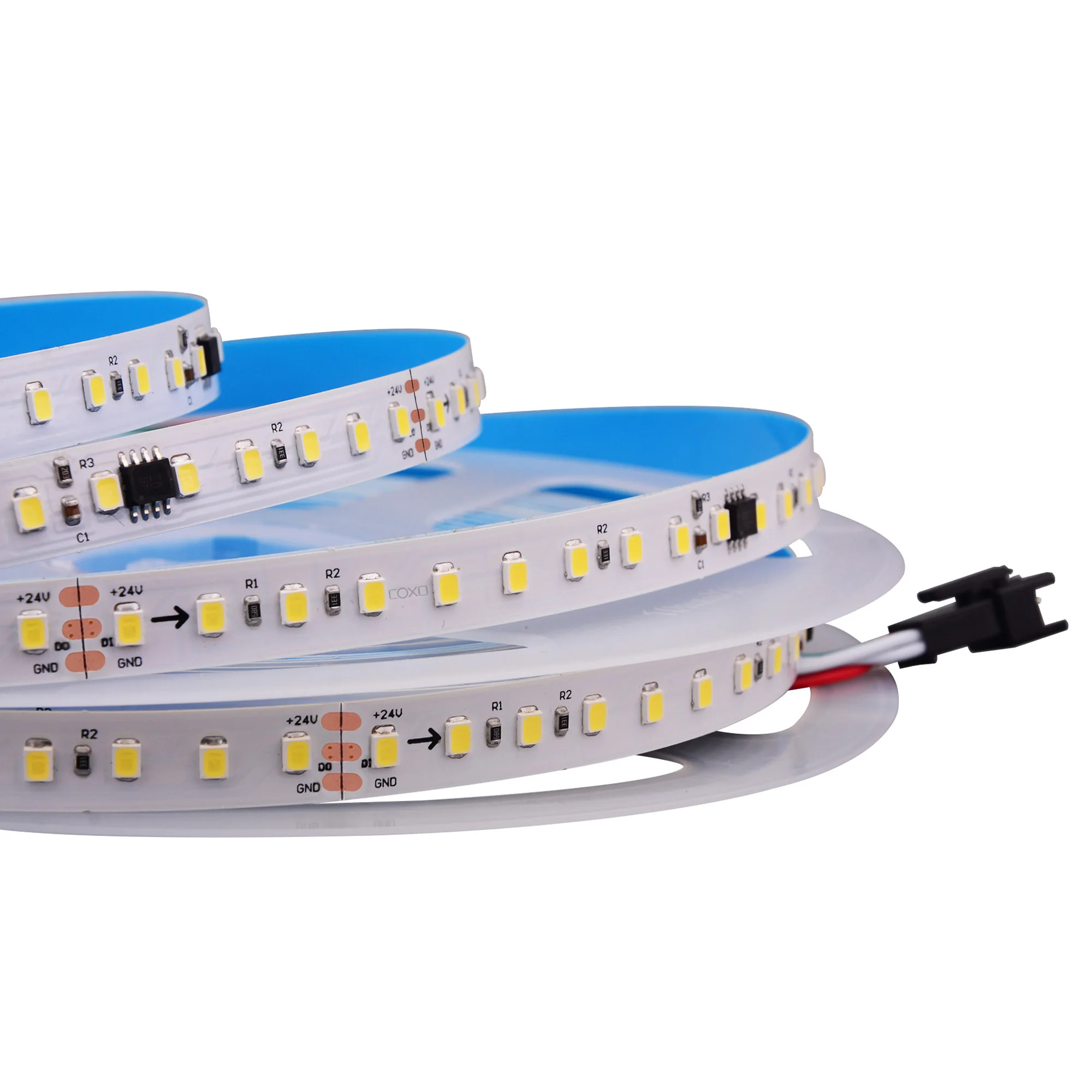 Chasing Running Water White Colorful 24V 2835 120leds 3000K 4000K 6500K Addressable Digital Pixel Led Strip Lights 3 Wire