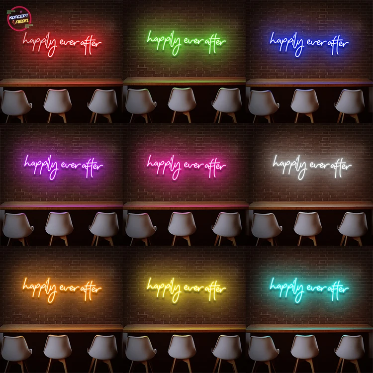 Koncept Drop Shipping 30inch Happily ever after  neon wings Neon Light Advertising Custom LED Neon Sign