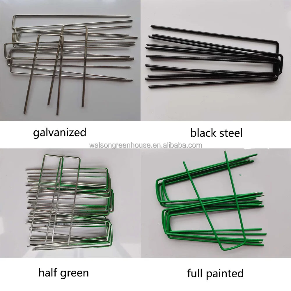 Cheap price Galvanized anti-rust pins 11 Gauge flat top U sod Staple lawn U staple Nail Artificial Grass Galvanized Turf Nail