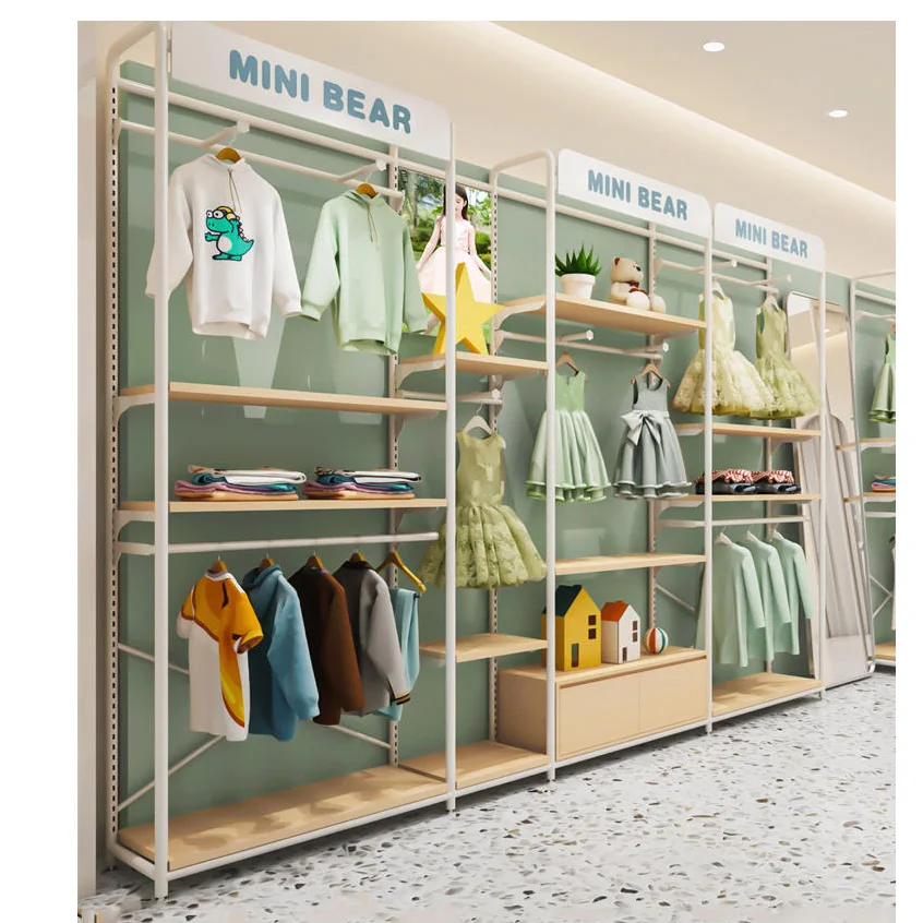 Meicheng Retail Garments Shop Furniture Clothes Shop Stand Metal Baby Clothing Display Rack For Retail