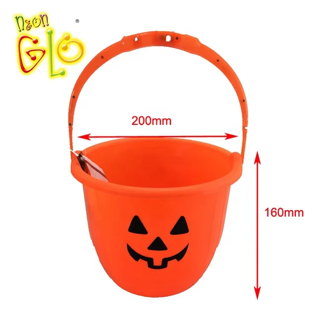 Multipurpose Reusable Light Up Pumpkin Bucket for Halloween Candy Bucket Jack O Lantern Trick Or Treat Bucket with Glow Handle
