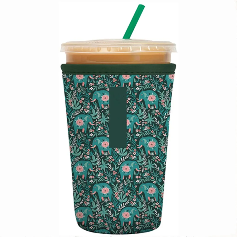 Factory customized pattern logo glass cup holder insulated cola coffee chloroprene rubber ice cup cover water bottle holder