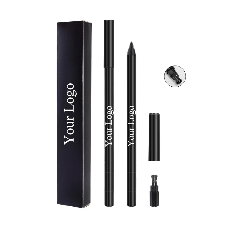 Cream eye liner pencil logo printing vegan waterproof long lasting creamy eyeliner black liner private label