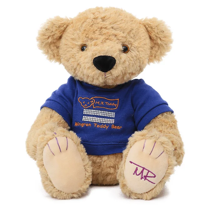 Custom design logo T-shirt teddy bear education baby plush toy stuffed animal toy