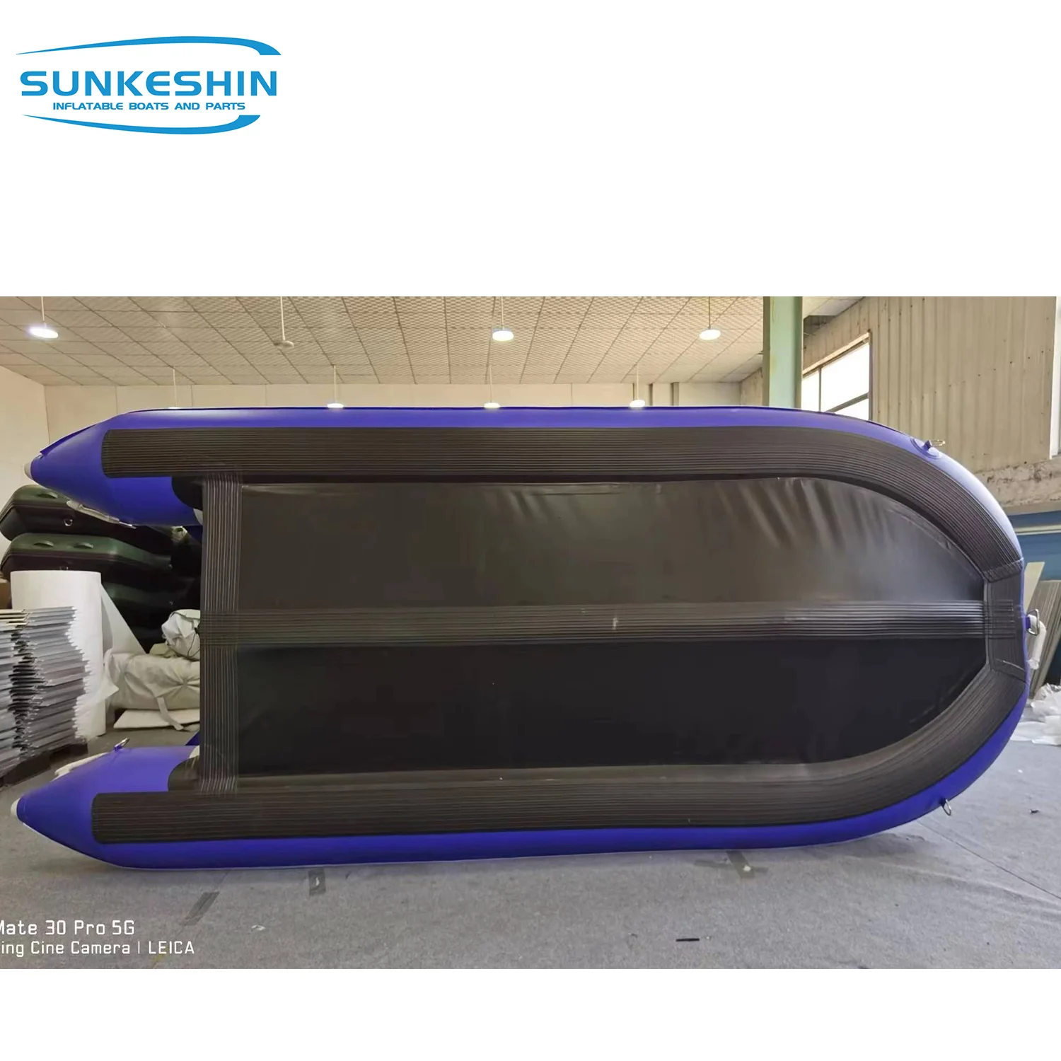 New Blue Heavy-duty Foldable 13.7 ft Inflatable Boats Fishing Raft Power Boat Zodiac Dinghy Tender Boat