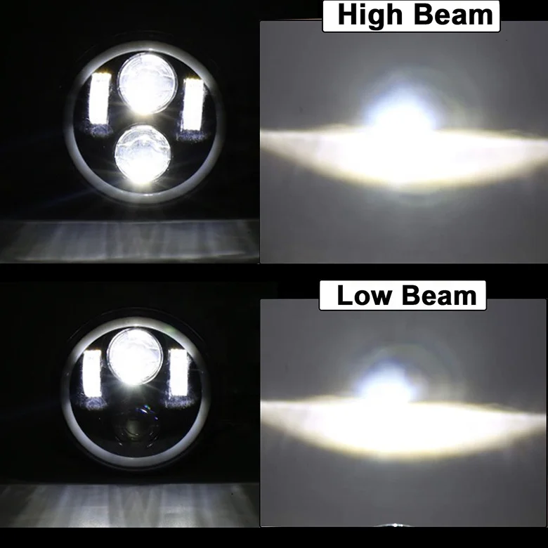 Factory Price High/Low Beam 5-3/4 Halo Remote Control DRL Angle Eyes Headlamp 5.75' LED Projection RGB Headlights for Harley