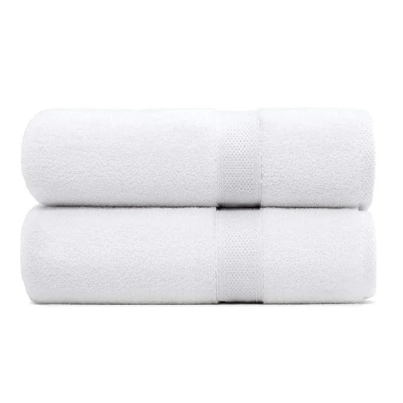 Luxury 5 Star Hotel White 100% Cotton Bath Face Hand Dobby Towels Set For Hotel Spa With Customized Logo
