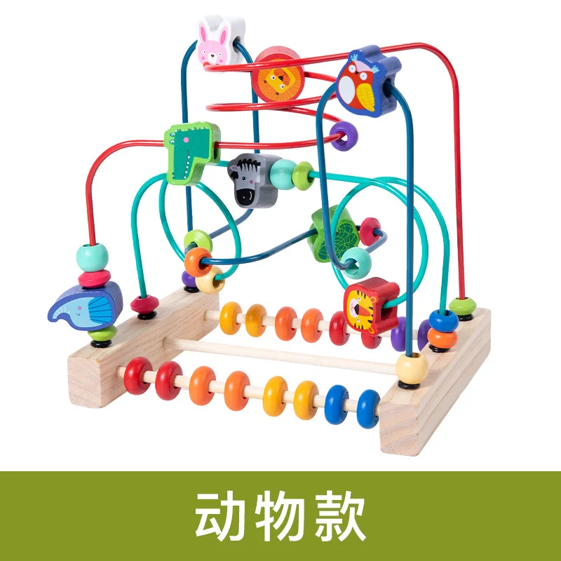 Factory Supply hot sale cheap wooden toys rorys story cubes montessori toy Blocks Model Building maze beads baby toys 1 year