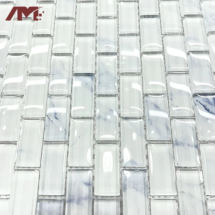 hotel bathroom toilet wall white waterproof mosaic glass crystal tiles