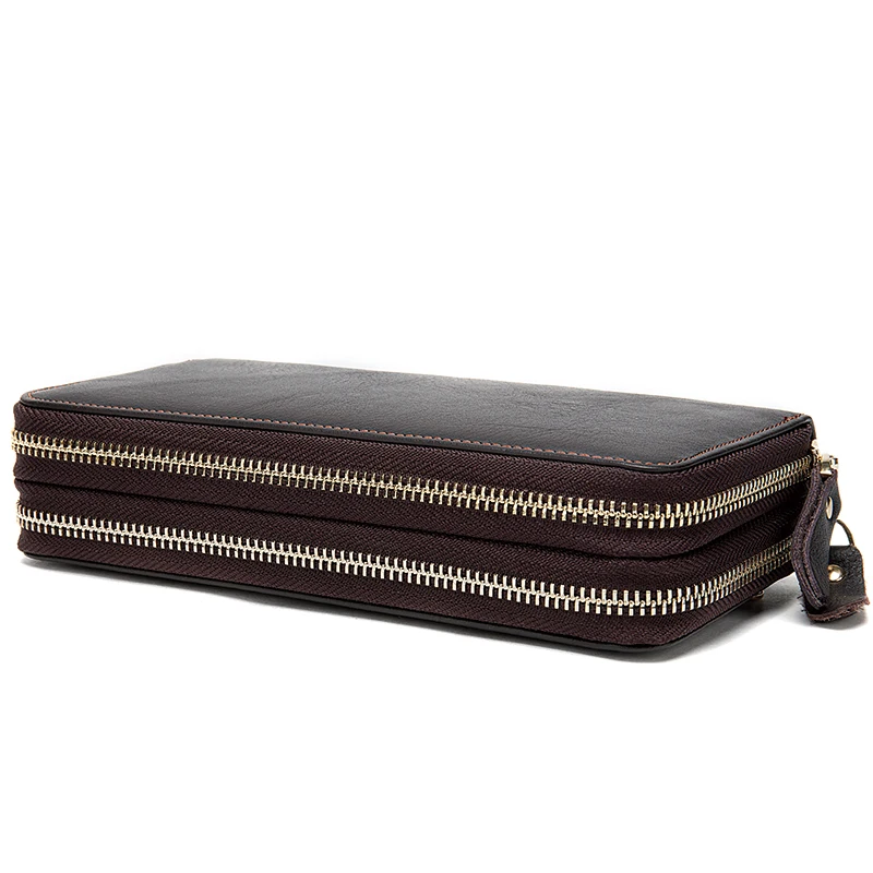 Marrant designer wallets men double zipper wallets with phone pocket clutch bag mens genuine leather purses for men clutch bag