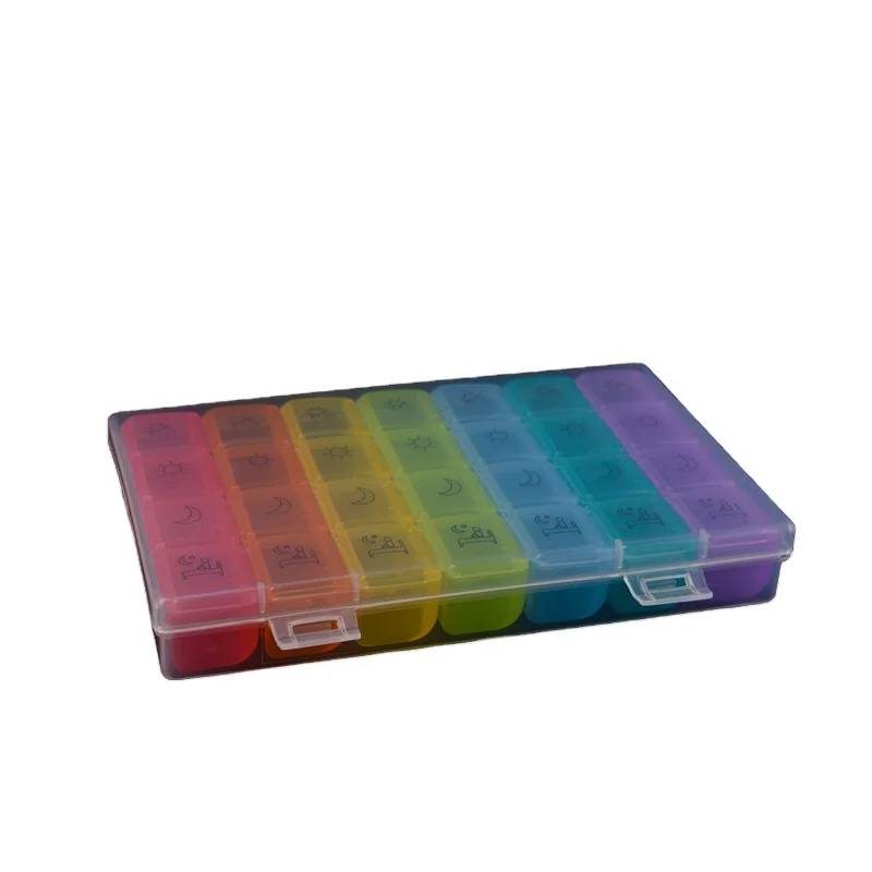 Weekly Pill Organizer Case 4 Times A Day 7 Day Pill Box Large Compartments Daily Portable Travel Pill Container
