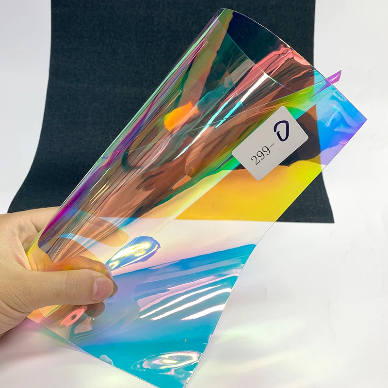 Holographic Plastic Rainbow Transparent PVC Iridescent Film Vinyl For Bow Crafting