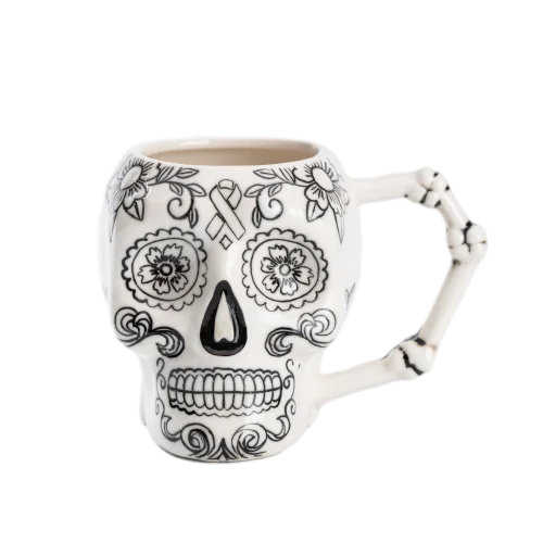 Custom Ceramic mugs Hand painted 3D Large Skeleton Skulls Ceramic Coffee mug cup at any shape & size