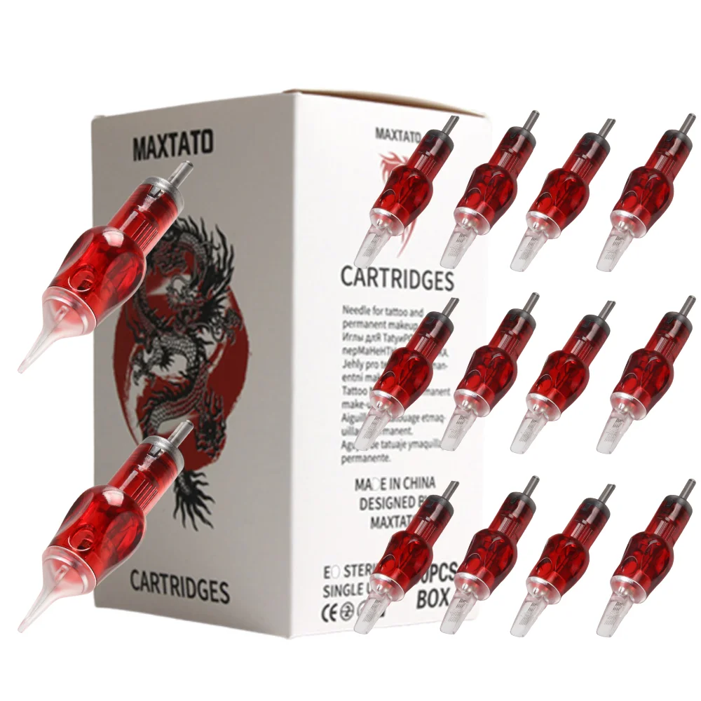 50PCS Standard Cartridge Needles Tattoo Tip #06 #08 #10 Disposable Permanent Eyebrow Eyeliner Makeup Safety Tattoo Cartridges