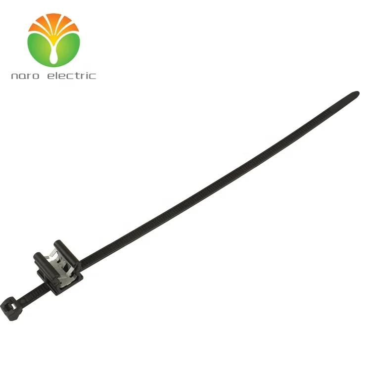 PA66 Nylon  automotive cable tie with steel clip self-locking cable tie with edge clip