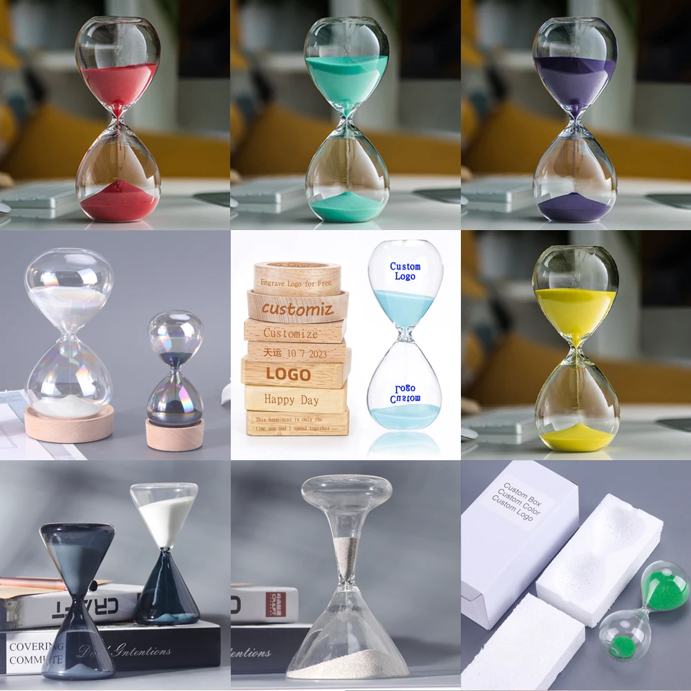 souvenir handmade Desktop Decor Clear Magnetic 1 hour glass 5 10 30 min colorful sand timer Set 60 minutes big hourglass