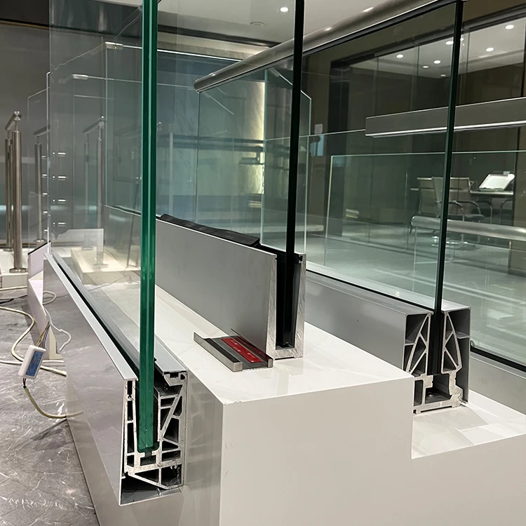 stainless steel stair handrail glass balustrade railing spigot led glass standoff aluminum deck stair glass railing balcony