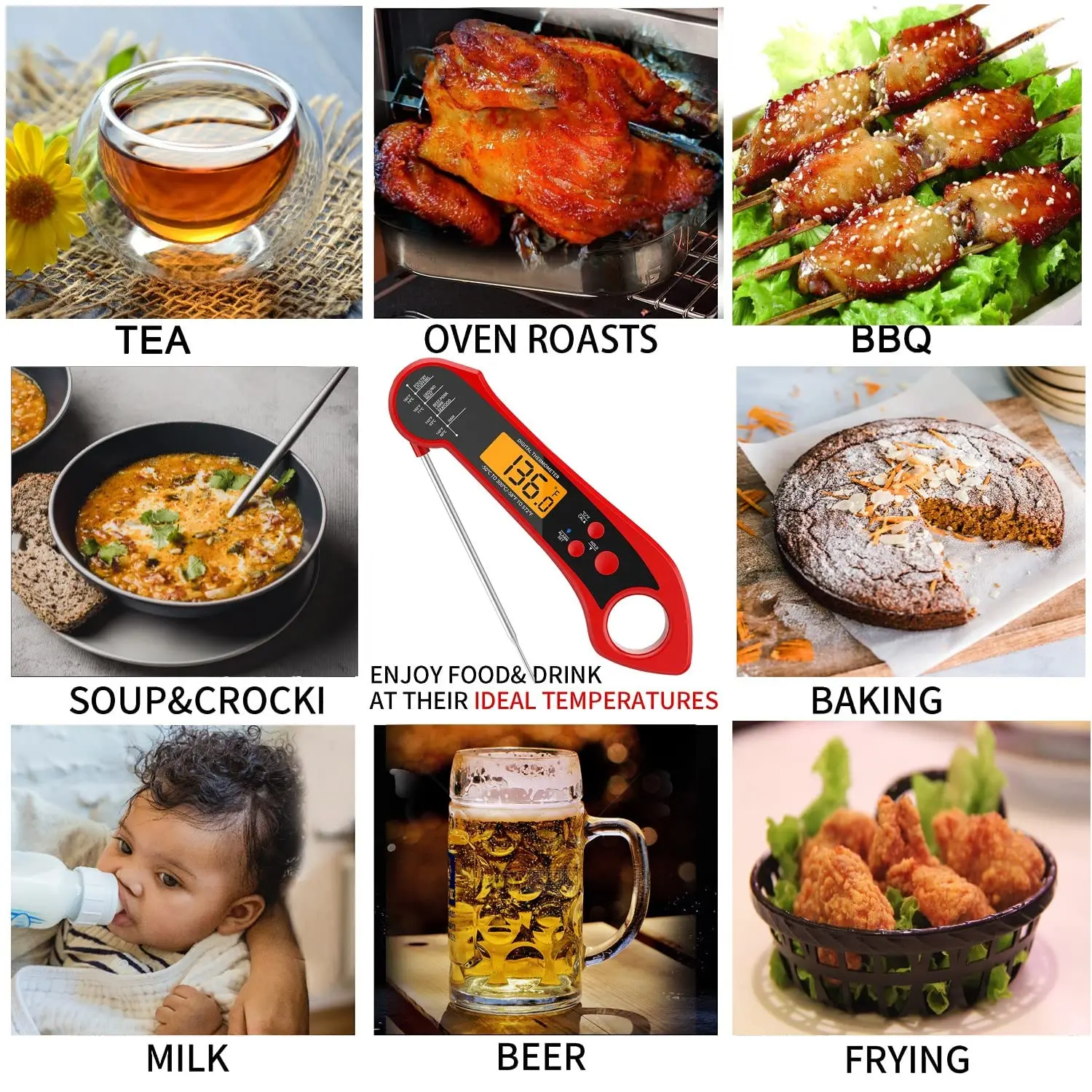 Amazon Hot Stainless Steel Probe Coffee Candy Milk LCD Digital Food Cooking Thermometer