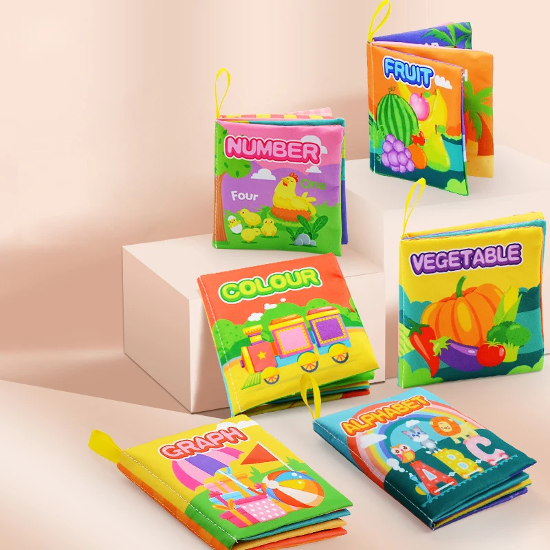CPC Certified Soft Washable & Recyclable Cloth Books for Kids English Animals Fruits Family Cognition Early Education Baby Books