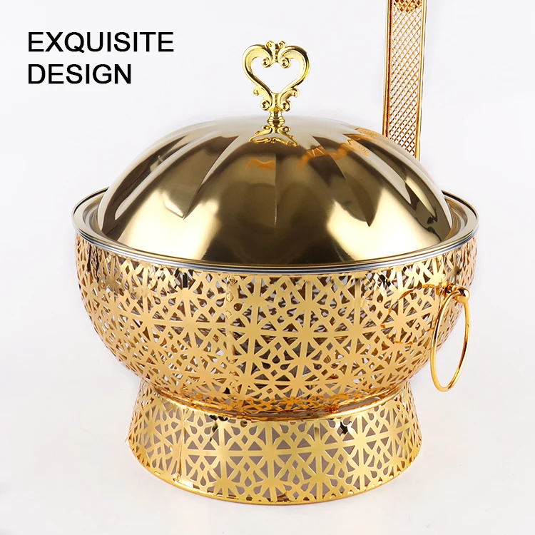 Wholesale Hotel Buffet Set 8L Stainless Steel Food Warmers Luxury Gold Chafing Dish