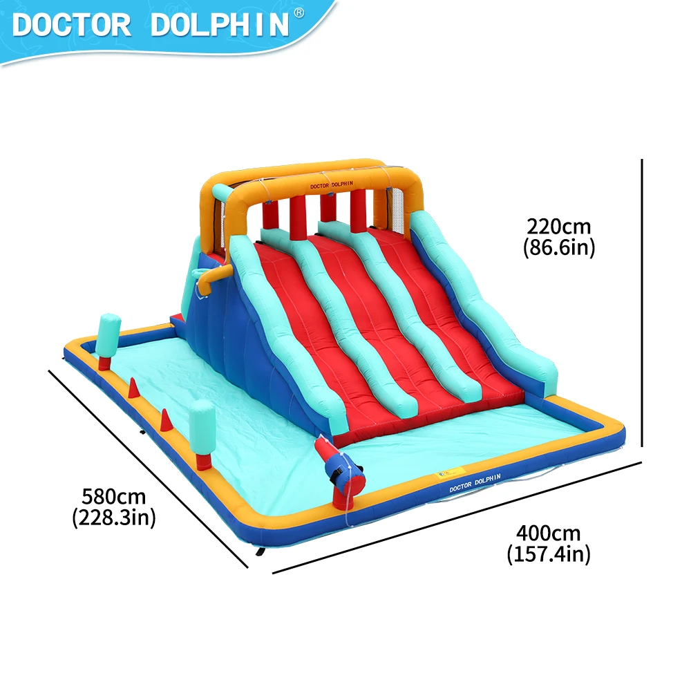 High Quality Inflatable Bouncy Castle Triple Play Slide Inflatable Three Lane Dry Slides