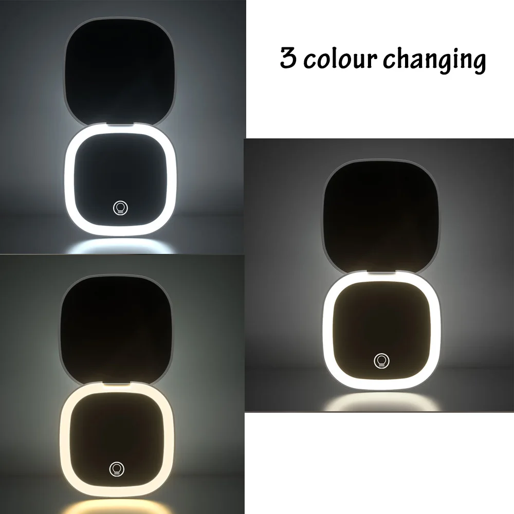 Magnifying Rechargeable Wholesale Round Folding Double Sides Portable Led Custom Pocket Mirror